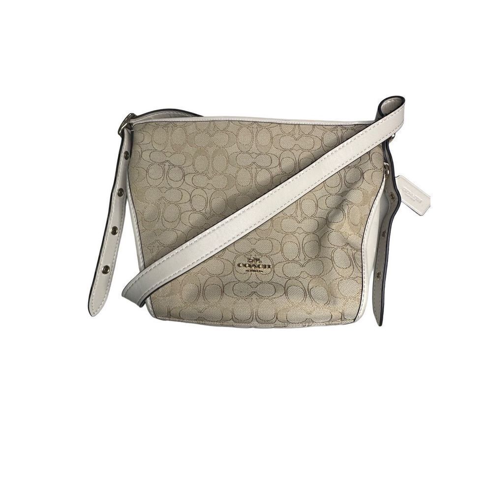 Coach Women's Signature Print Dufflette Hobo Crossbody Bag Chalk Cream With Dust